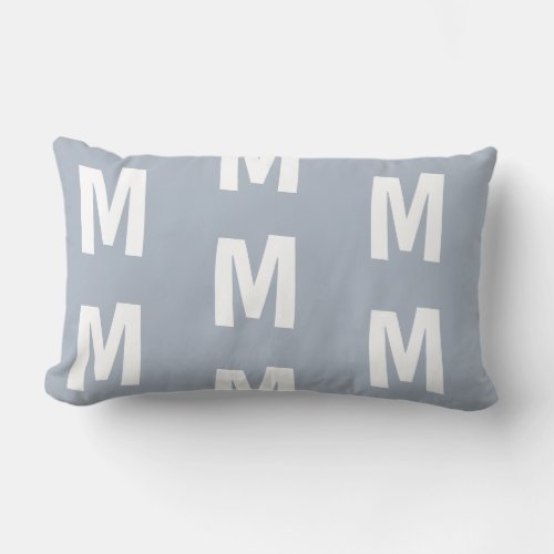 Fun Dusty Blue Monogram  Lumbar Pillow