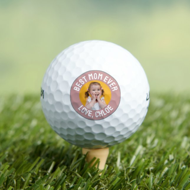 Fun Dusty Rose Pink Best Mom Ever Photo Golf Balls (Insitu Tee)