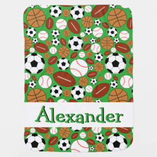 Fun Dynamic Sports Balls Personalized Baby Blanket