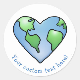 Fun Earth Heart Shaded Cartoon Style Icon Classic Round Sticker