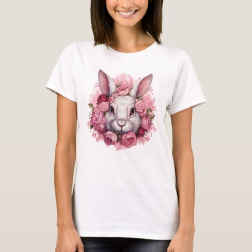 Fun Easter Bunny and Roses T_shirt