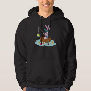 Fun Easter Bunny Fishing Egg Hunting Boys Mens Dad Hoodie
