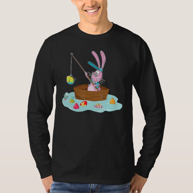 Fun Easter Bunny Fishing Egg Hunting Boys Mens Dad T-Shirt (Front)