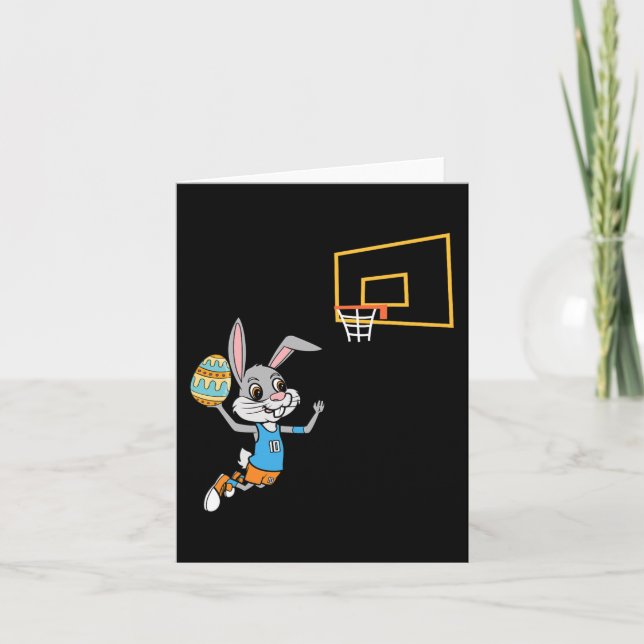 Fun Easter Egg Bunny Dunk Basketball Game Easter K Card (Front)