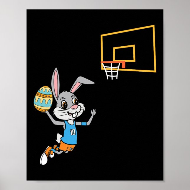 Fun Easter Egg Bunny Dunk Basketball Game Easter K Poster (Front)