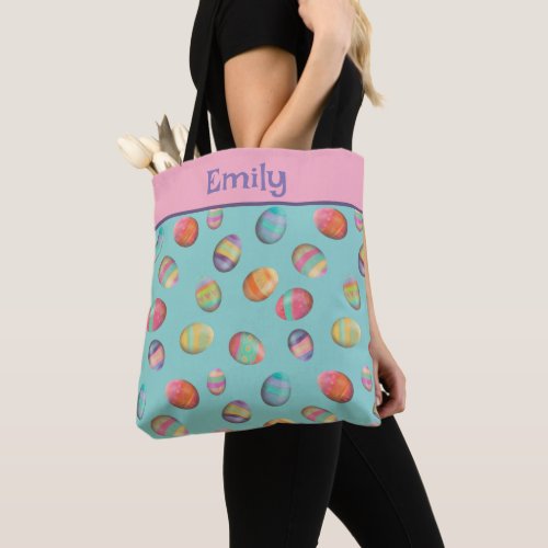 Fun Easter Egg Pastel Personalized Name  Tote Bag