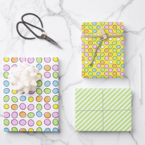 Fun Easter Eggs White Green Striped Pattern Wrapping Paper Sheets