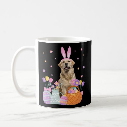 Fun easter golden retriever dog eggs hunt basket b coffee mug