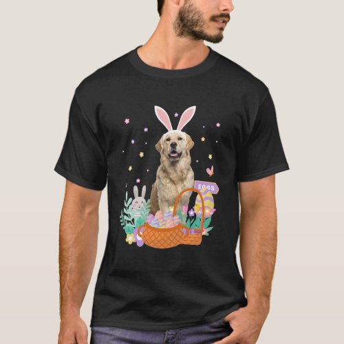 Fun easter golden retriever dog eggs hunt basket b T_Shirt