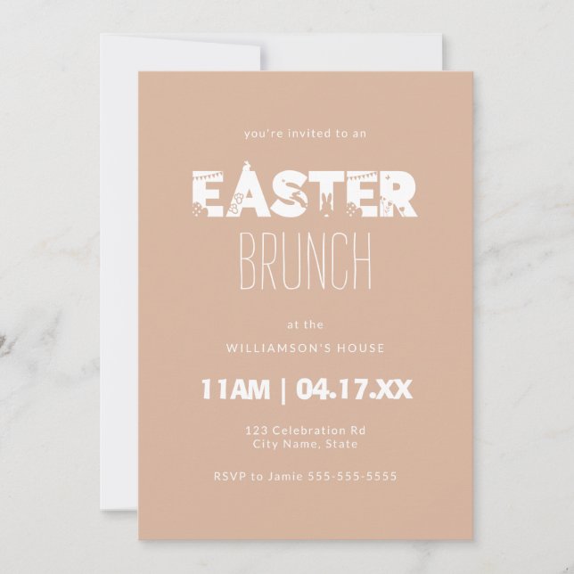 Fun Easter Silhouette Brunch Blush Pink Invitation (Front)
