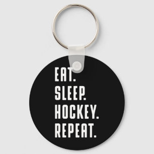 Fun Eat Sleep Hockey Repeat Fun Graphic For Women  Keychain