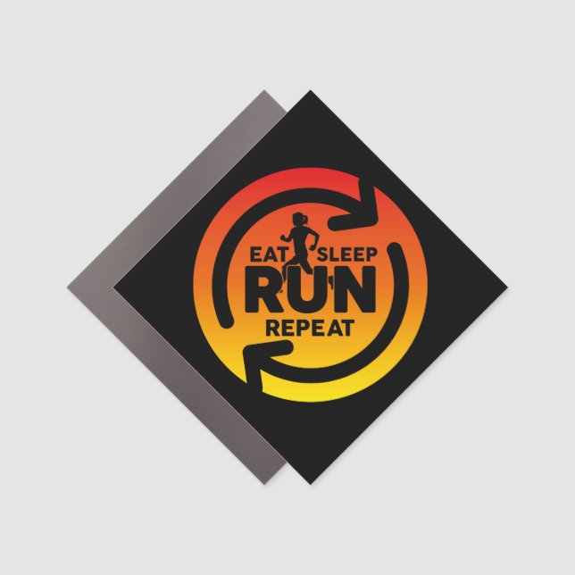 Fun Eat Sleep Run Repeat Sunset On Black  Car Magnet (Front)