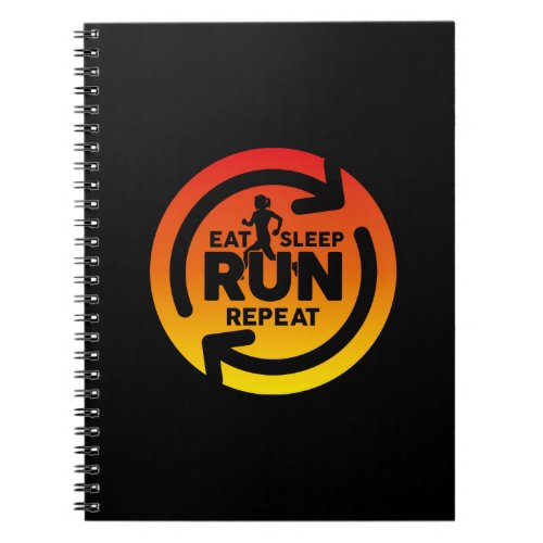 Fun Eat Sleep Run Repeat Sunset On Black Notebook