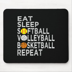 Fun Eat Sleep Softball Volleyball Basketball Boys Mouse Pad
