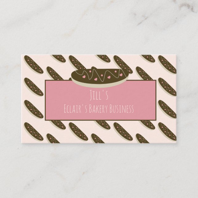 Fun Eclair Donuts Hearts Pink Bakery   Business Card (Front)