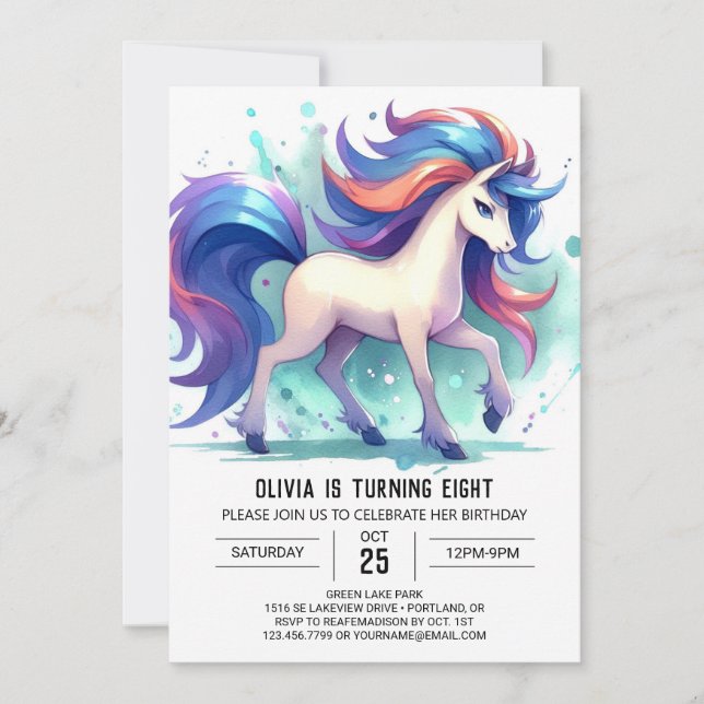 Fun Editable Horse Birthday Invitation (Front)