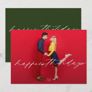 fun editable photo calligraphy Happiest Holiday Card