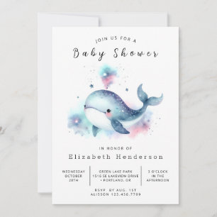 Fun Editable Whale Baby Shower Invitation