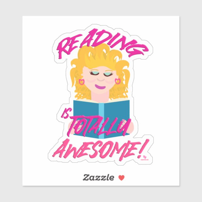 Fun Eighties Reading Epic Book Cartoon Art Sticker (Sheet)