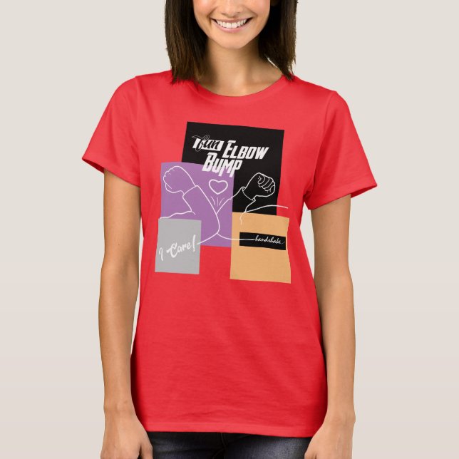 Fun Elbow Bump Handshake, Social Distance T-Shirt (Front)
