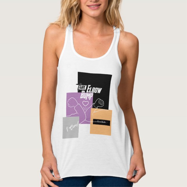 Fun Elbow Bump Handshake, Social Distance Tank Top (Front)