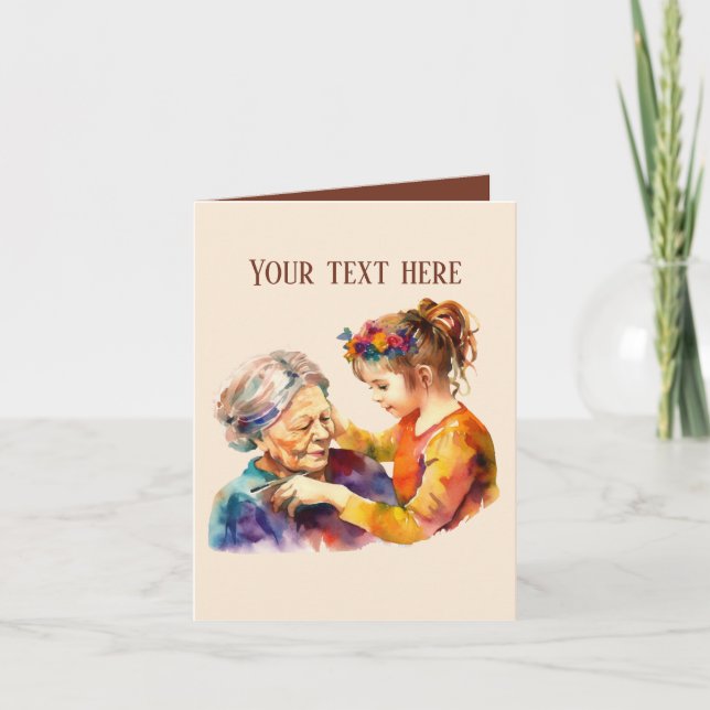 fun Elderly lady with girl add message  Card (Front)
