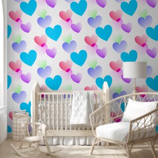 Fun & Elegant Colorful Gliding Hearts Arts Pattern