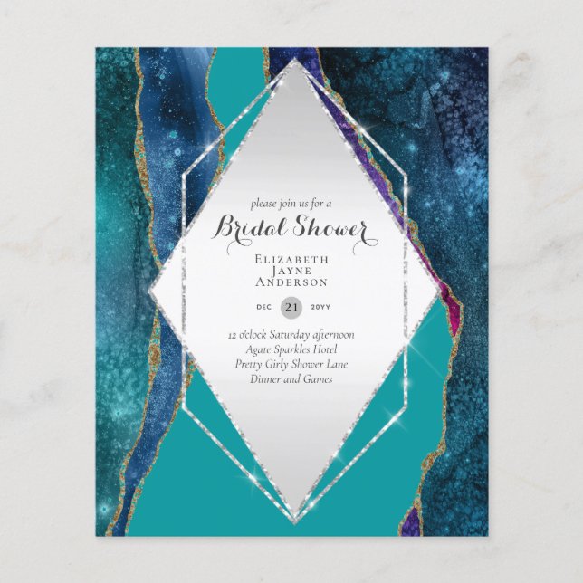 Fun Elegant, Glittery BUDGET Bridal Shower Flyer (Front)