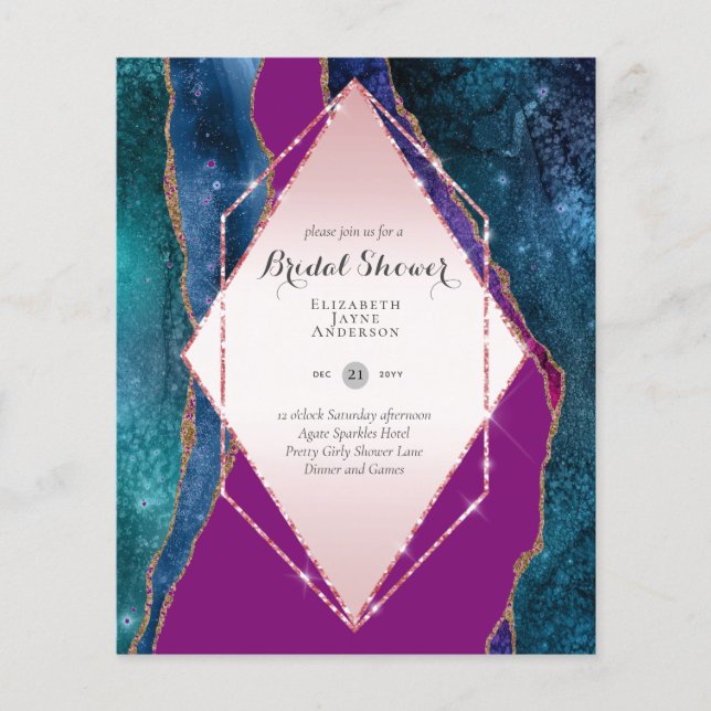 Fun Elegant, Glittery BUDGET Bridal Shower Flyer (Front)