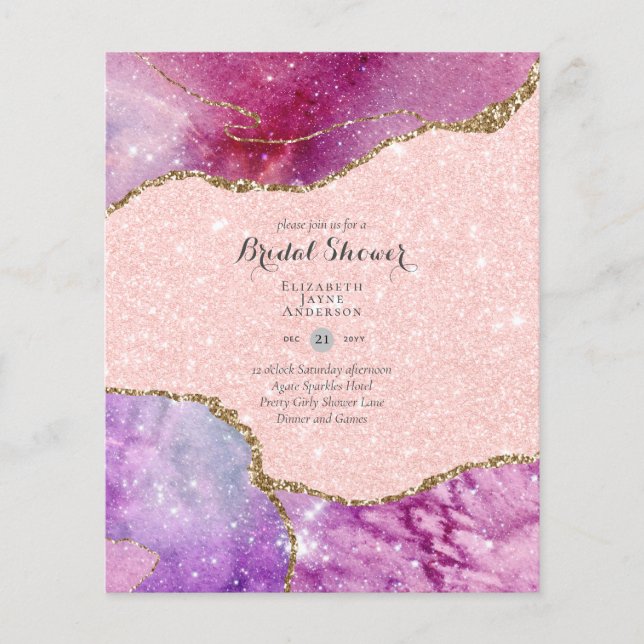 Fun Elegant, Glittery BUDGET Bridal Shower Flyer (Front)