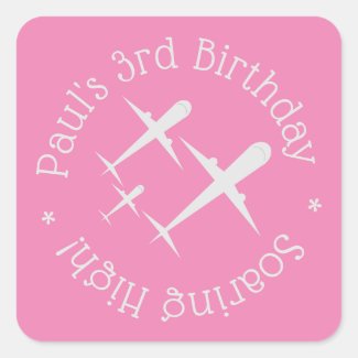 Fun, Elegant Personalized Birthday Airplanes Pink