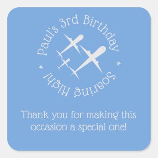 Fun, Elegant Personalized Three Airplanes on Blue 