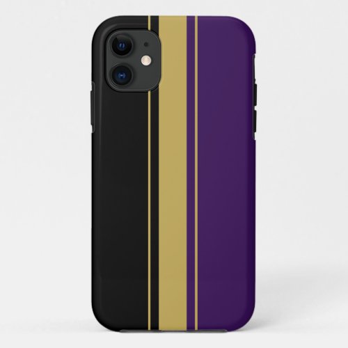 Fun Elegant Refined Black Purple Racing Stripes iPhone 11 Case
