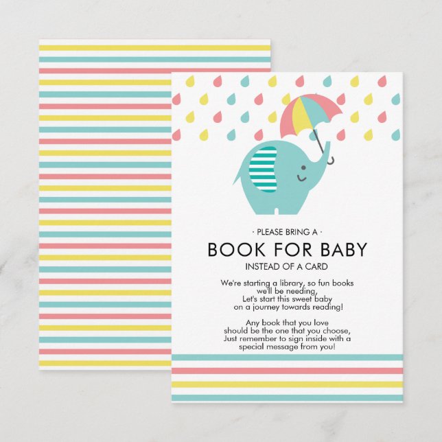 Fun Elephant Baby Shower Book for Baby Invitation (Front/Back)