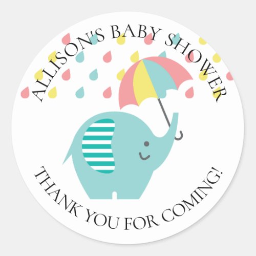 Fun Elephant Baby Shower Thank You Sticker