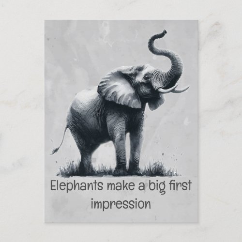 Fun Elephant Big First Impression Quote Animal Art Postcard