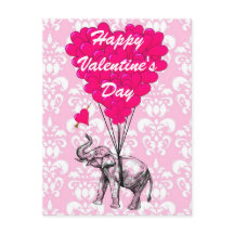 Fun elephant love heart Valentines