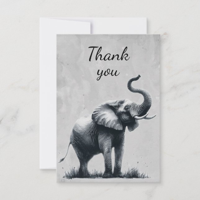 Fun Elephant Wildlife Animal Humor Thank You (Front)