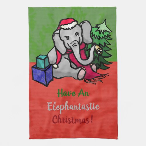 Fun Elephantastic Christmas Cute Santa Elephant Towel