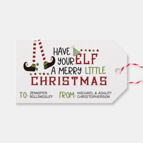Fun Elf Legs Merry Little Christmas TO FROM Gift Tags