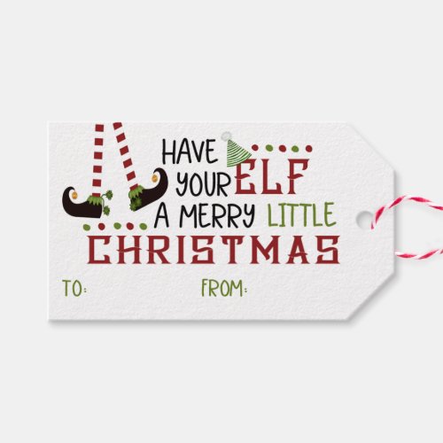 Fun Elf Legs Merry Little Christmas TO FROM Gift Tags