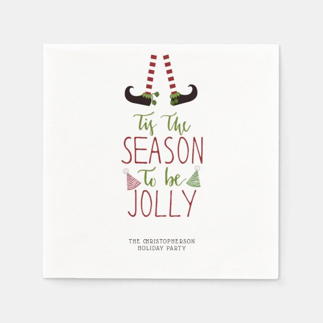 Fun Elf SEASON TO BE JOLLY Personalized Napkins (Front)