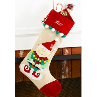 Fun Elf Velvet Character Christmas Stocking