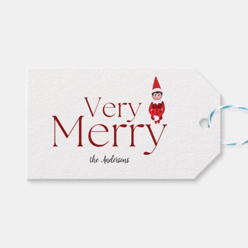 fun elf very merry christmas family gift tags