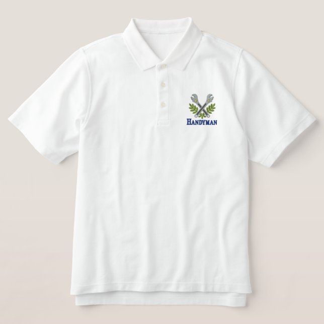 Fun Embroidered Handyman Polo Shirt (Design Front)