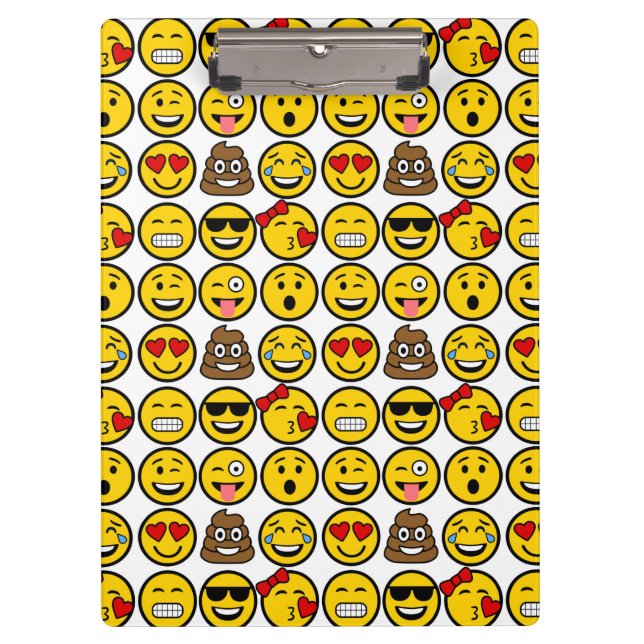Fun Emoji Pattern Emotion Faces Clipboard (Front)