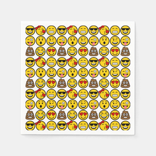 Fun Emoji Pattern Emotion Faces Napkins (Front)