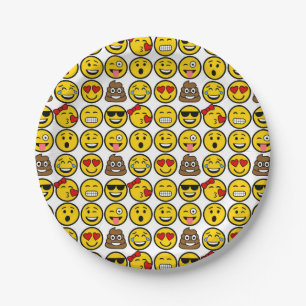 Fun Emoji Pattern Emotion Faces Paper Plates