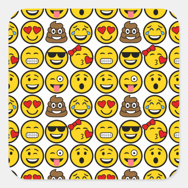 Fun Emoji Pattern Emotion Faces Square Sticker | Zazzle