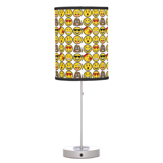 Fun Emoji Pattern Emotion Faces Table Lamp (Back)